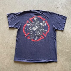 Vintage 90s Looney Tunes Fire Department Shirt Size Large Navy Blue 1996 Taz