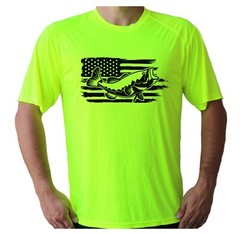 American Flag Bass Fish UPF 50 T-Shirt Fishing Sport Boat Sun UV Protection