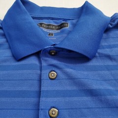 Pebble Beach Golf Shirt Blue Striped Performance Mens Sz L Pima Cotton Polo