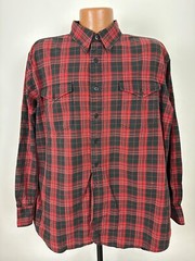 Ralph Lauren Shirt Men L Oversized Woodsman Workshirt Outdoors Red Black Plaid