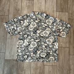 Monterey Club 100% Silk Hawaiian Button Up Camp Shirt Loop Collar Mens XL Floral