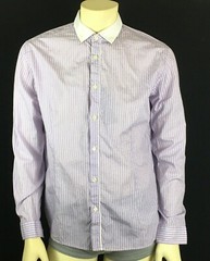 Martin Box Men’s Purple Stripe Shirt Made In Italy Size L