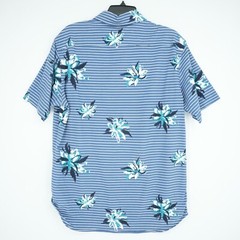 Cremieux Men’s Polo Shirt L Blue White Gray Floral Striped NWT $79.50
