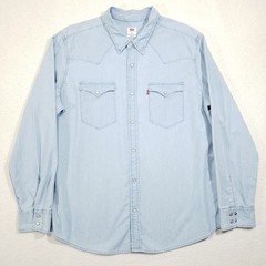 Levi’s Pearl Snap Denim Shirt Mens XL Light Wash Blue Western Long Sleeve Casual