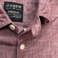 J.CREW Shirt Men’s size Medium chin strap chambray Denim Workwear Casual red