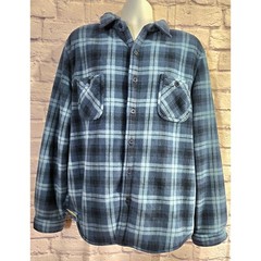 WP Weatherproof Blue Plaid Sherpa Lined Button Up Shirt Jacket XL Long Sleeves