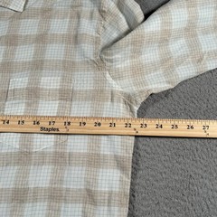 Billy Reid Shirt Mens XL Beige White Plaid Standard Fit Button Up Casual Wear