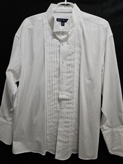 Joseph & Feiss 18-32/33 Button Tuxedo Shirt Pleated Wing Collar French Cuff Wht