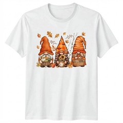 Autumn Harvest Gnomes Pumpkins Sunflowers Leaves Fall Season T-shirt