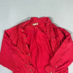 Eddie Bauer Mens L Red Cotton Twill Long Sleeve Button Down Shirt Pocket