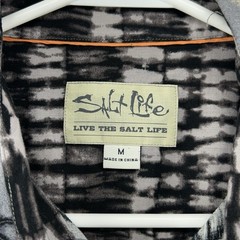 Salt Life Short Sleeve Shirt Men Size Medium Gray Palms Beach Button Up