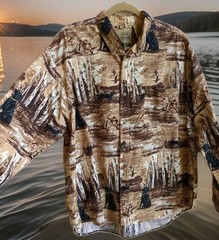 VTG Field Tested Outdoor Life Mens XL Shirt Duck Hunting Birds Dogs Button Down