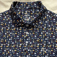 RhoBack Men’s XL Navy Blue Multicolor Cocktail Graphic Polo Short Sleeve Golf