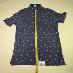 Johnnie-O Hangin’ Out Men’s Blue Coral Print 3-Button Polo Shirt – Large