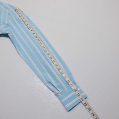 Isaia NWT Long Sleeve Dress Shirt Size 15 38 in Blue Stripes 100% Cotton