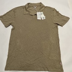 NWT Guess Polo Shirt Men’s Medium Short Sleeve Leon Linen Blend Eco Collared Top