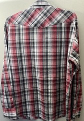 Men Elixir Button Down Red Black White Plaid Long Sleeve Shirt Size L