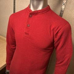 LL Bean River Driver 2 Layer Wool Blend Thermal Henley Shirt Men’s S Small Red
