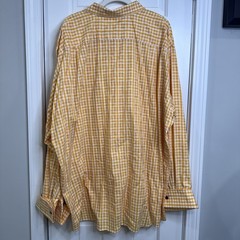 Sean John Mens 3XB Tall Yellow Gingham Button Front Dress Shirt 100% Cotton
