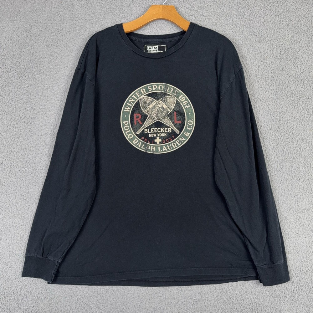 Polo Ralph Lauren Shirt Mens XL Black Winter Sports Alpine Ski 1967 Bleecker