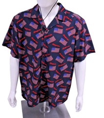 SNAP ON TOOLS LARGE American flag patterned button-down Men’s Shirt- Polyester