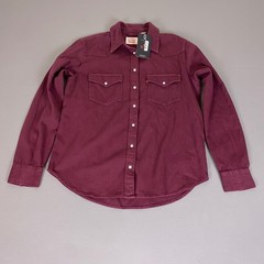 Levis Western Pearl Snap Button Up Shirt Mens Medium Standard Fit Maroon New NWT