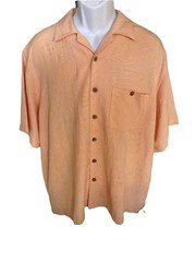 Joe Marlin Men’s L Short Sleeve Orange Floral Button-Up Shirt Pockets