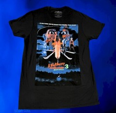 New A Nightmare on Elm Street 3 Freddy Krueger 1987 Black Mens Vintage T-Shirt