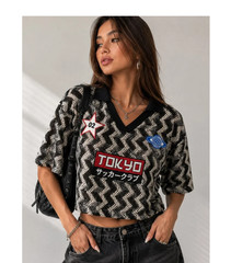 Vintage Style Tokyo Soccer Club Jersey Y2K Mesh Streetwear Top Size: S