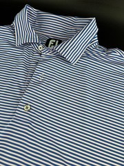 FootJoy FJ Golf Polo Men’s 2XL Blue White Stripe Performance Stretch