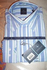 NWT! TAILORBYRD MENS DRESS SHIRT -WHITE/BLUE/GREEN STRIPE-MEDIUM