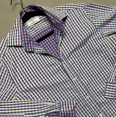 Bugatchi Uomo Shaped Fit Shirt Men L Blue Purple White Button Long Sleeve