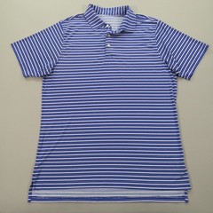 B Draddy Sport Polo Medium Mens Blue Grey White Cooling Performance Golf Shirt