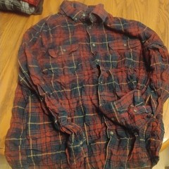 George Lot of 4 Men’s Slim Fit Plaid Flannel Button-Up Shirts Size L Pockets