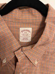 Brooks Brothers Est. 1818 Cotton Plaid Shirt Regular Fit XXL Orange