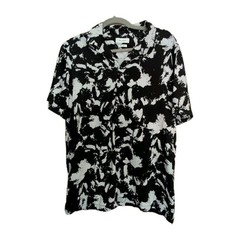 Porter & Ash Shirt Kinetic Stretch Shirt L Black White Abstract Brushstroke Edgy