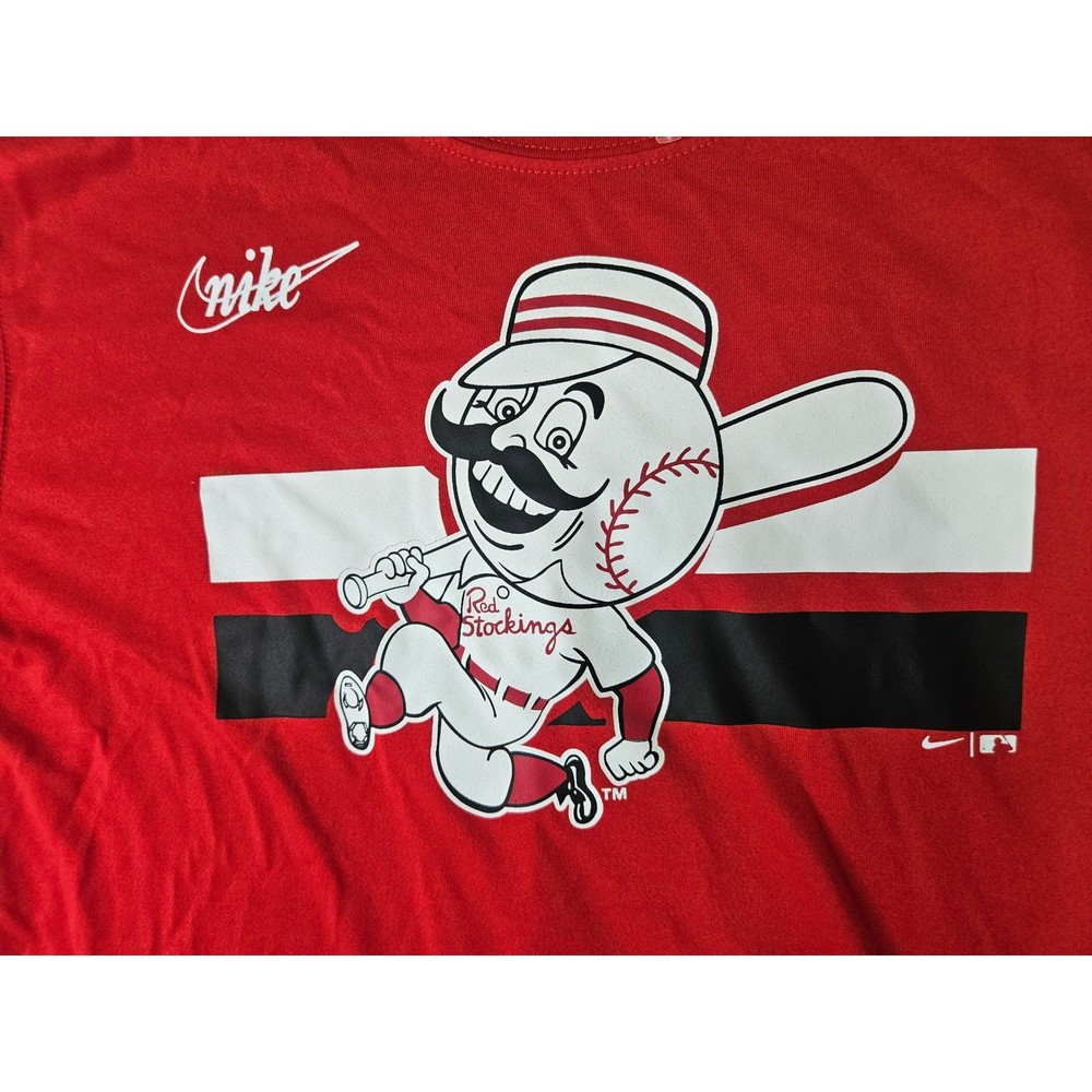 Nike Cincinnati Reds T-Shirt Mens Large Mr Redlegs Stockings Dri-FIT Tee