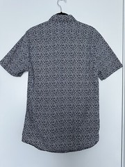 Topshop Topman Blue White Button Down Collared Shirt Short Sleeve Medium M Tee