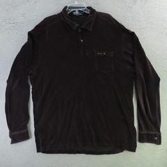 Ralph Lauren Polo Shirt Mens Large Brown Ribbed Sweater Long Sleeve Pocket
