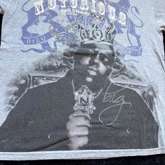Notorious BIG Y2K Style Biggie Small Tee Shirt Grey Size L