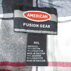 American Fusion Gear Shirt Mens 4XL Plaid Long Sleeve Button Down Red Black Gray