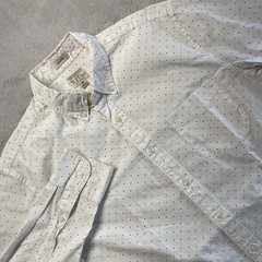 J Crew Shirt Mens Medium White Polka Dot Slim Fit Secret Wash Stretch