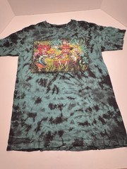 Alice in Wonderland Shirt Men Medium Green Black Tie Dye Big Chris Artwork Art