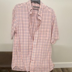 Daniel Cremieux Signature Mens M Pink Blue White Plaid Non-Iron Pocket Shirt