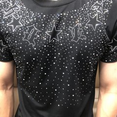 Fashion Star Rhinestone Diamond Summer Short Sleeve Luxury Men Trend T-Shirt