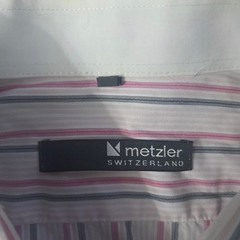 Metzler Switzerland Men’s Striped Dress Shirt French Cuff Size Large