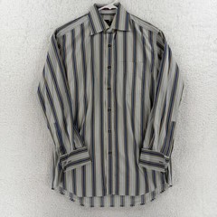 Paul Smith Shirt Mens 15.5 39 Gray Stripe Made In Italy Long Sleeve Dress Cotton