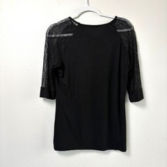 ORTTU Leonardo Top Mens Size M Black Jersey Short Lace Sleeves Sexy Fitted