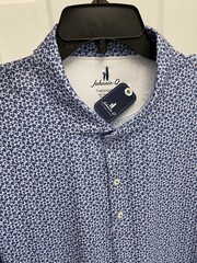 NWT XXLARGE Johnnie O Featherweight Four Leaf Polo Shirt In Lake MSRP $110
