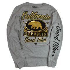 Men’s T shirt Long Sleeve California Republic Good Vibe- Cal Bear NEW